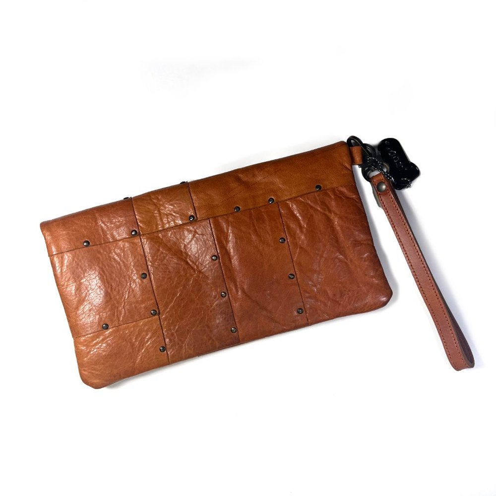 Designed By Coxy - Tan Leather Patchwork Riveted … - image 3